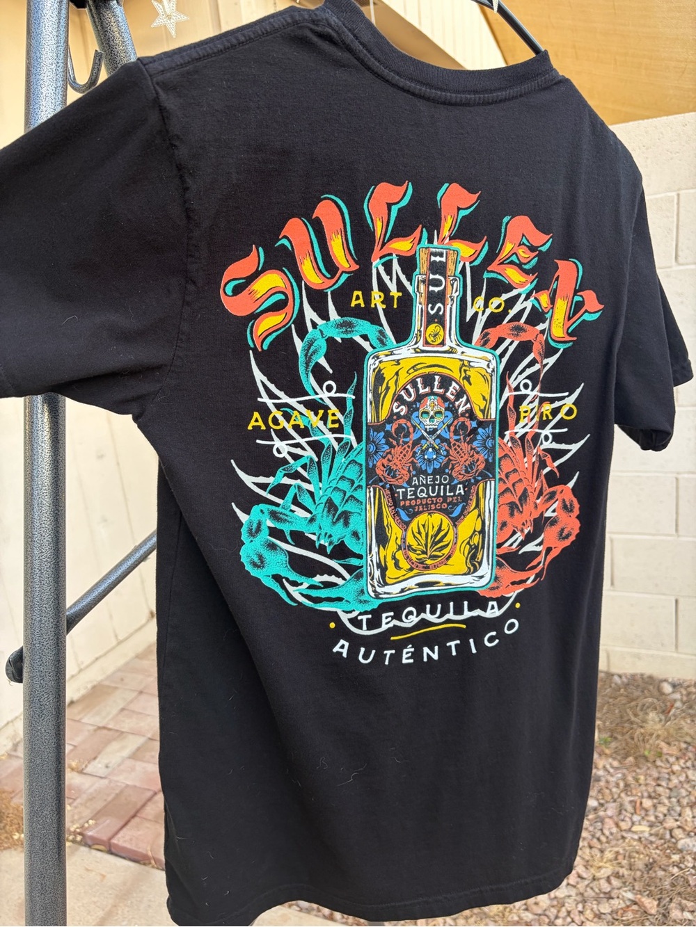 Black Graphic Tequila Bottle Men's T-Shirt